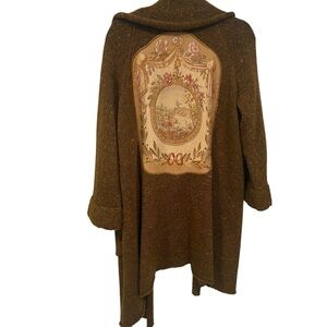 Soft Surroundings Label Noir Aubusson Sweater Embroidered Cardigan Oversized